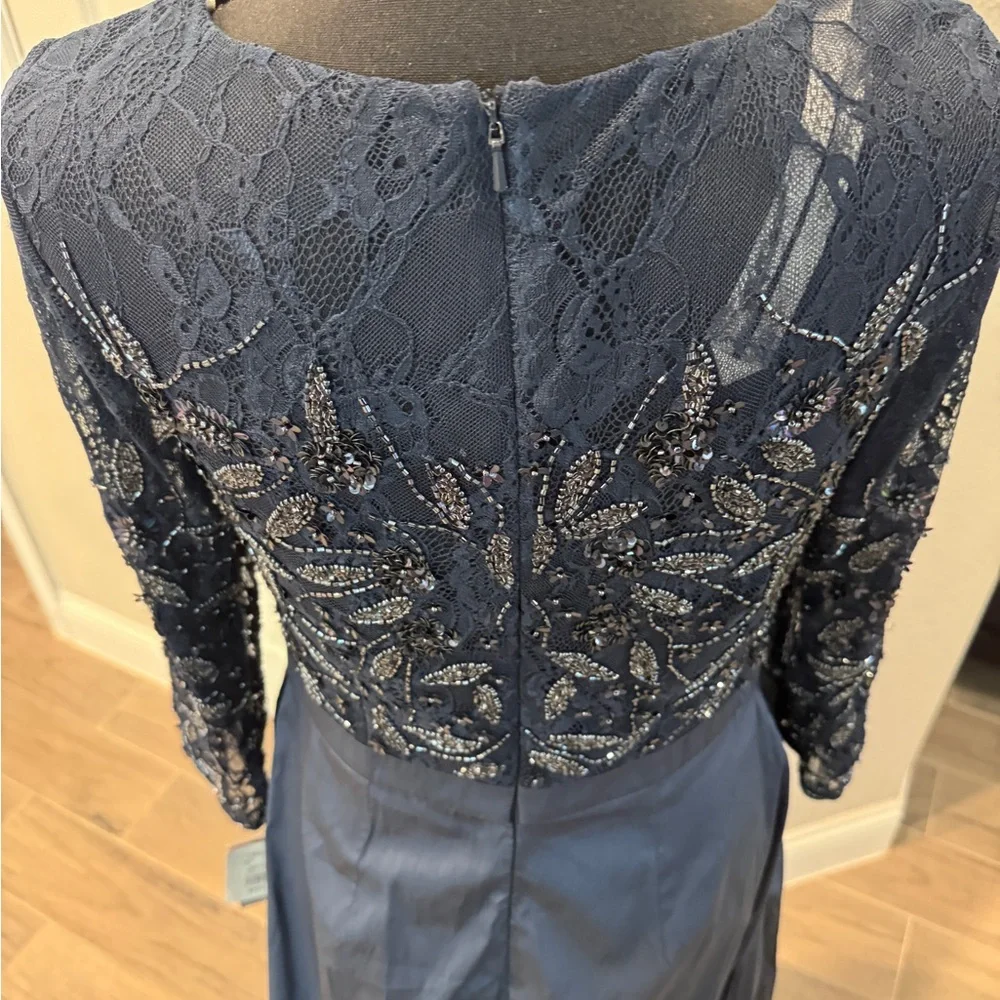 Oleg Cassini Navy Long Sleeve Dress - Picture 4 of 8